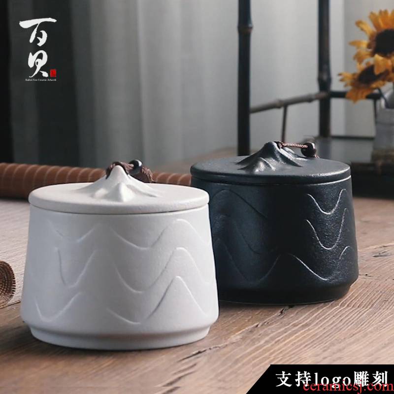 Ceramic tea pot large seal storage tank coarse TaoChan pu 'er tea to wake wind receives support LOGO engraving