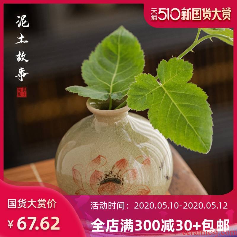 Jingdezhen ice to crack the up Chinese ceramics hand - made floret bottle flower I and contracted sitting room adornment is placed