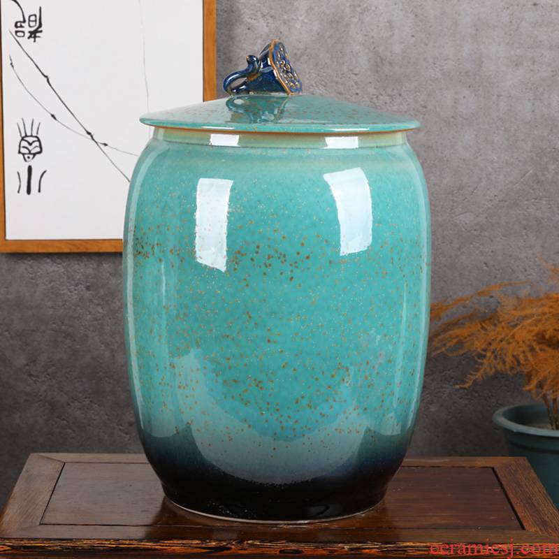 Jingdezhen ceramic barrel ricer box with cover seal tea caddy fixings household water tanks moistureproof multigrain bread cylinder cylinder meter box