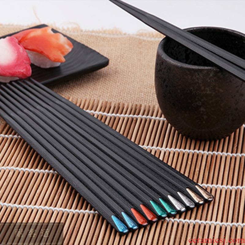 Hold to guest comfortable and healthy CD tipped colorful alloy chopsticks creative fashion tableware five separate eating utensils color optional factory direct