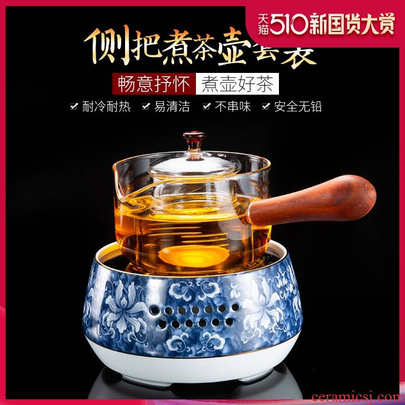 Electric TaoLu boiled tea, steam cooking pot set mini household heat - resistant glass ceramic steaming tea stove pu 'er tea POTS