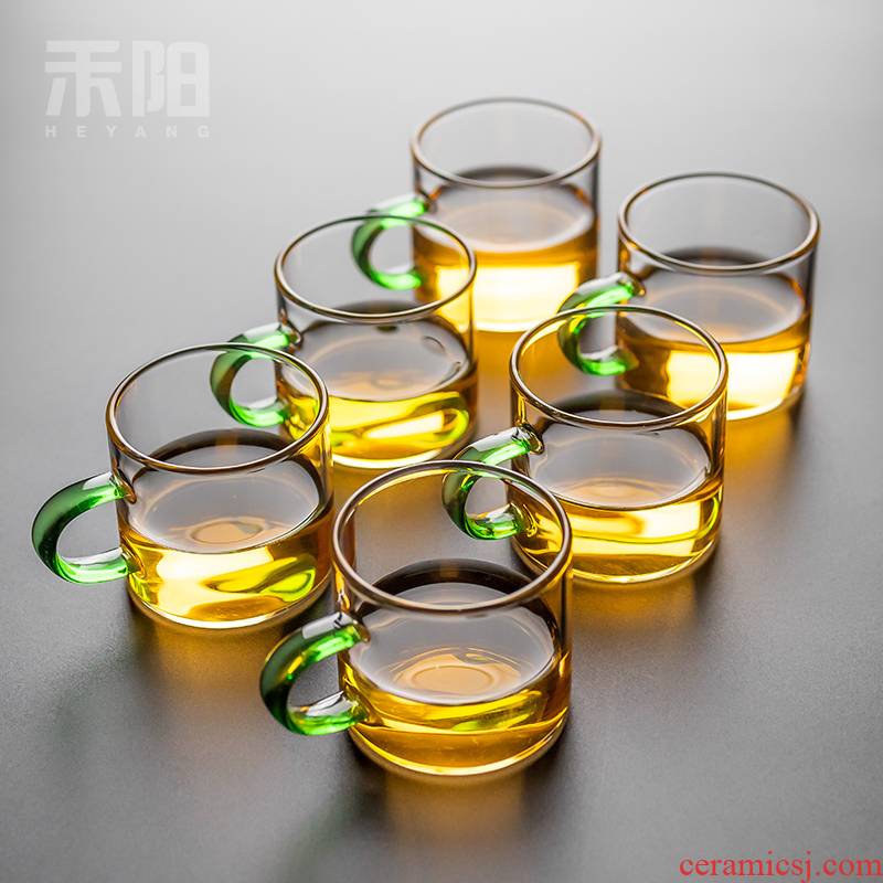 Send Yang noggin kung fu tea set home have the transparent glass cup single tea tea, green tea