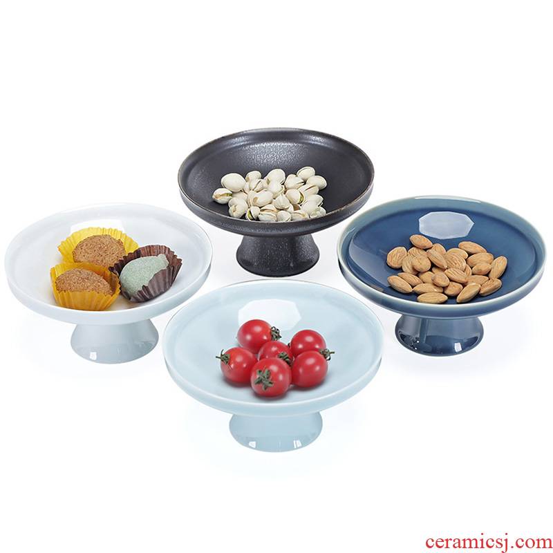 Porcelain ceramic high constant hall fruit bowl 'lads' Mags' including nuts, dried fruit basin household creative move tea saucer sitting room tea tray