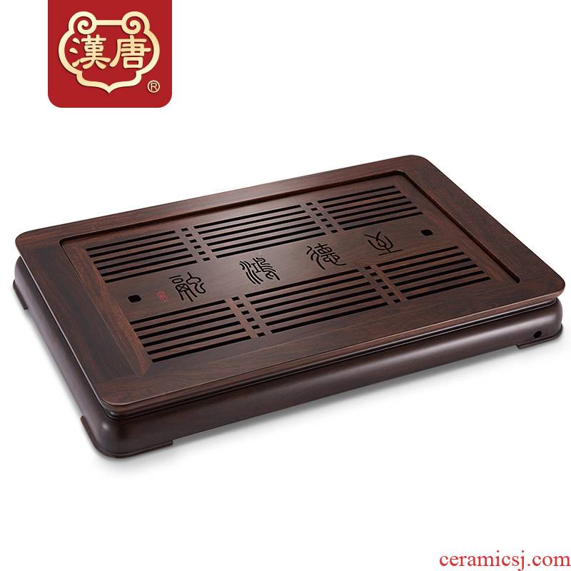 Han and tang dynasties tea tea saucer dry solid wood tea tray tray was embedded drainage tea home kung fu tea tray