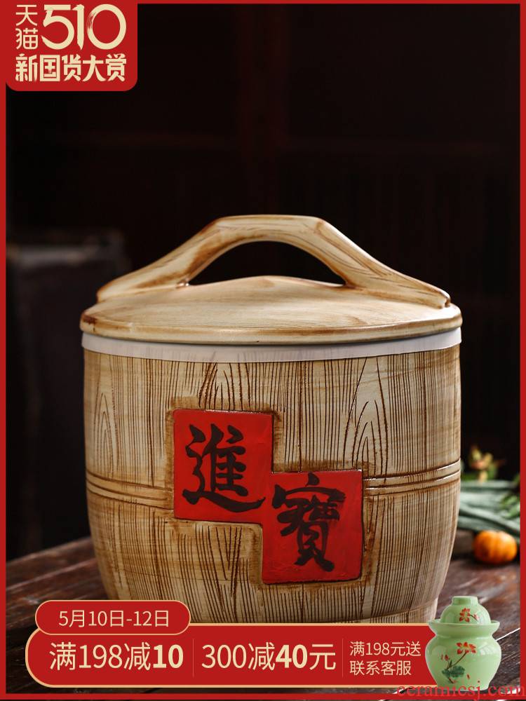 Jingdezhen domestic ceramic barrel seal flour rice storage box 10 jins 20 jins 30 jins to moistureproof insect - resistant ricer box