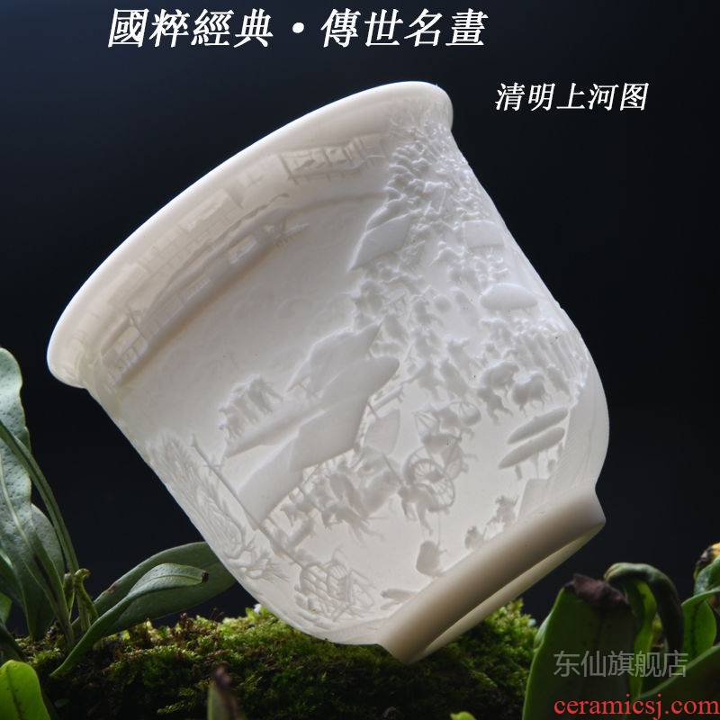Ceramic kung fu lovers cup single CPU heart sutra cup individual sample tea cup masters cup household glass cups