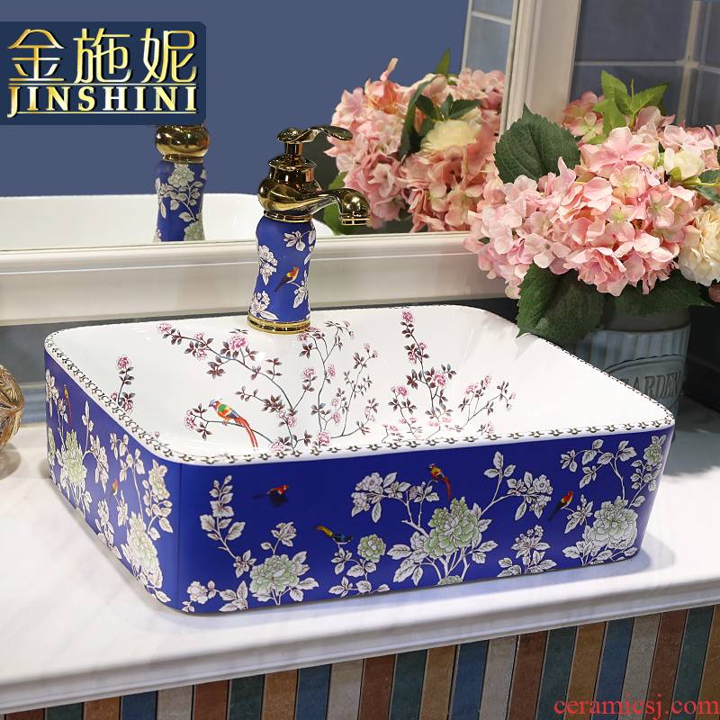 Gold cellnique stage basin square modern wash lavatory pan European ceramic art basin and toilet