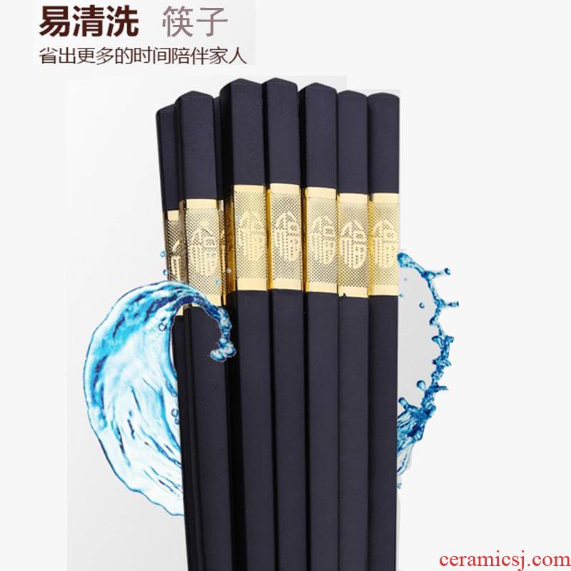 The Open household utensils hotel alloy chopsticks family suit 10 pairs of antiskid not moldy household solid wood chopsticks