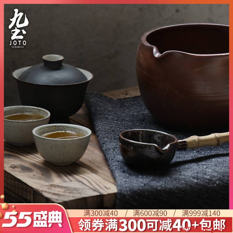 About Nine soil retro wash to coarse pottery kung fu tea accessories water jar tea slag bucket large Japanese tea bowl of jingdezhen