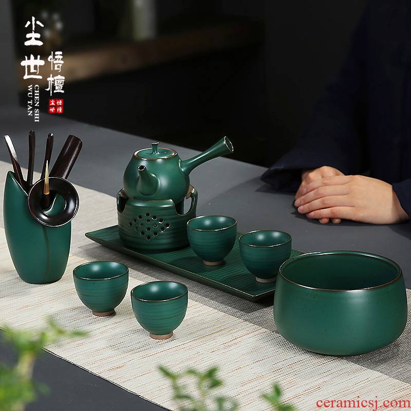 Coarse pottery kung fu tea set suit household contracted and I ceramic water type small Japanese ground dry tea tea