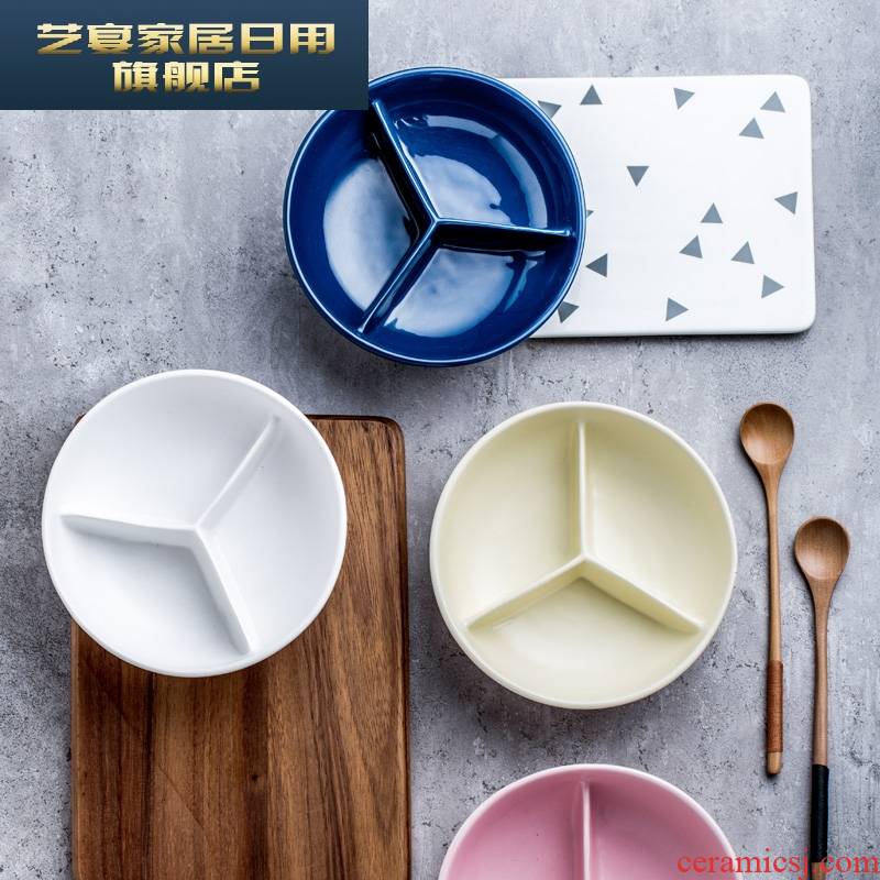 Yx may express it in baby household ceramic creative means to use bowl dish dish separated three children snack breakfast tray