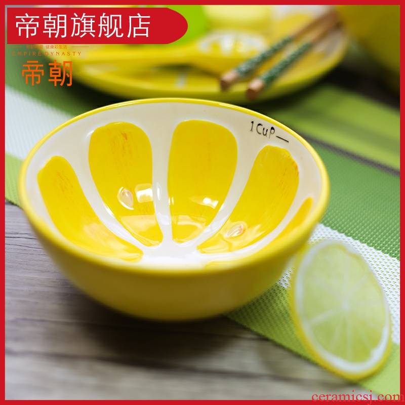 Lovely fruit bowl hand - made ceramics lemon salad bowl bowl dessert bowls of rice bowls watermelon children consisting of tableware