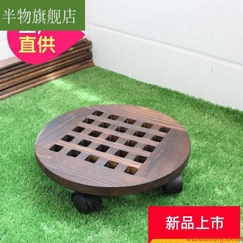 Circular tray wanxianglun movable flowerpot flower solid carbide brake roller chassis base