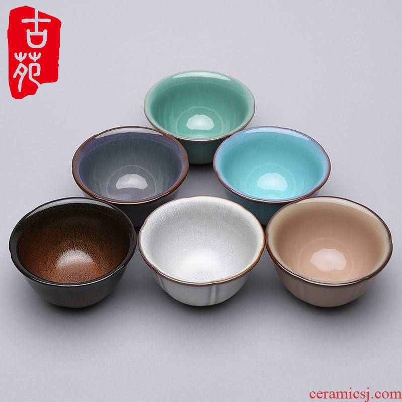 Purple sand pottery and porcelain teacup built light crude pottery bowl tea kungfu master sample tea cup single CPU household glass tea cup