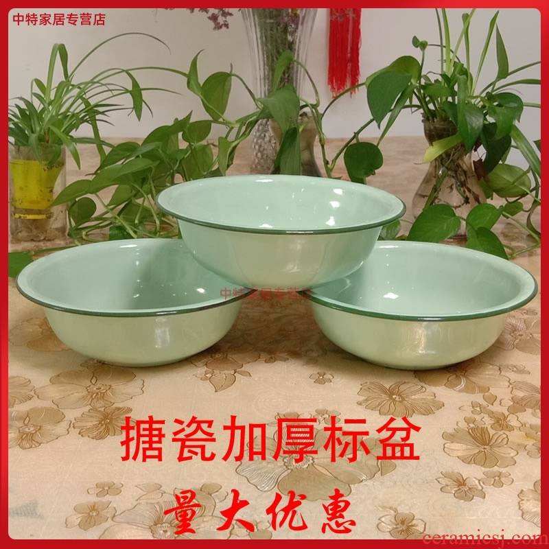 Fruit - green nostalgic enamel basin of the high - quality goods only to use package mail full 10 soup pot enamel POTS rice basin were old