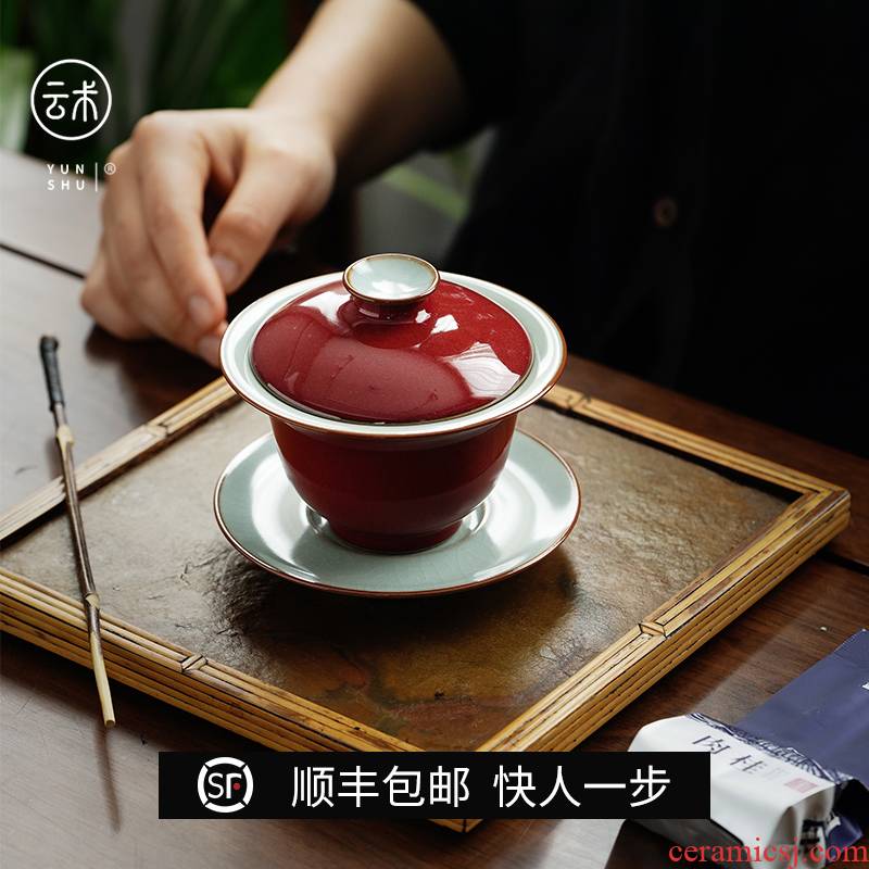 Cloud jingdezhen manual ji red your up operation three tureen slicing can only keep ceramic tureen tea bowl of kung fu