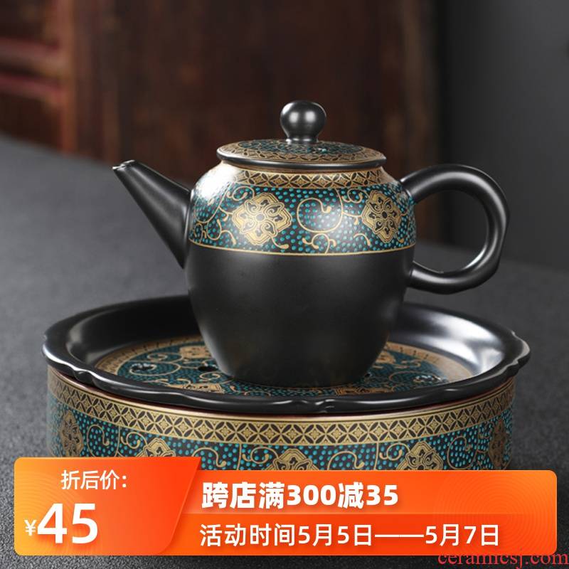 Ceramic dry plate tea pot bearing bearing pad antique teapot single pot with lid with a complete set of kung fu tea tea tray