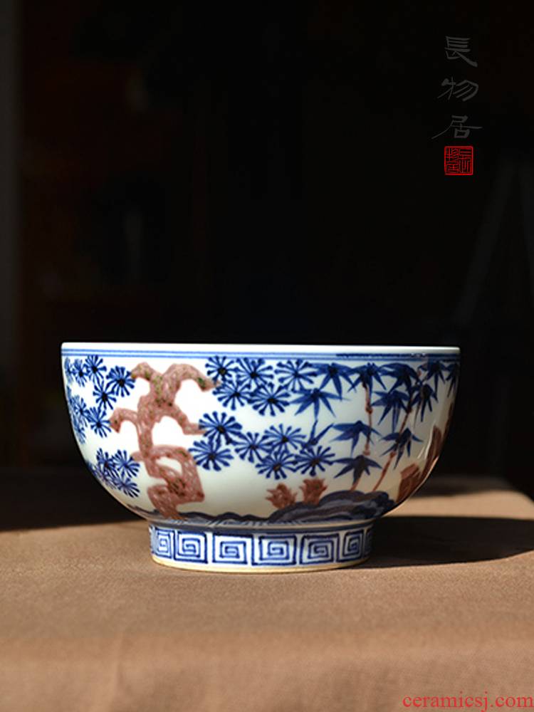 Offered home - cooked in imitation of hand - made porcelain of Ming and the qing dynasties youligong three fruit grain big bowl of jingdezhen porcelain ceramic bowl meal by hand