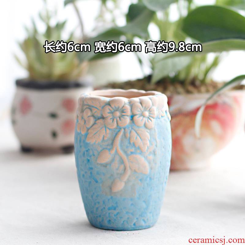 Package mail promotion green plant basin of creative move marca dragon meat more coarse tao zhuang zi flowerpot biscuit firing breathable ceramic flower pot