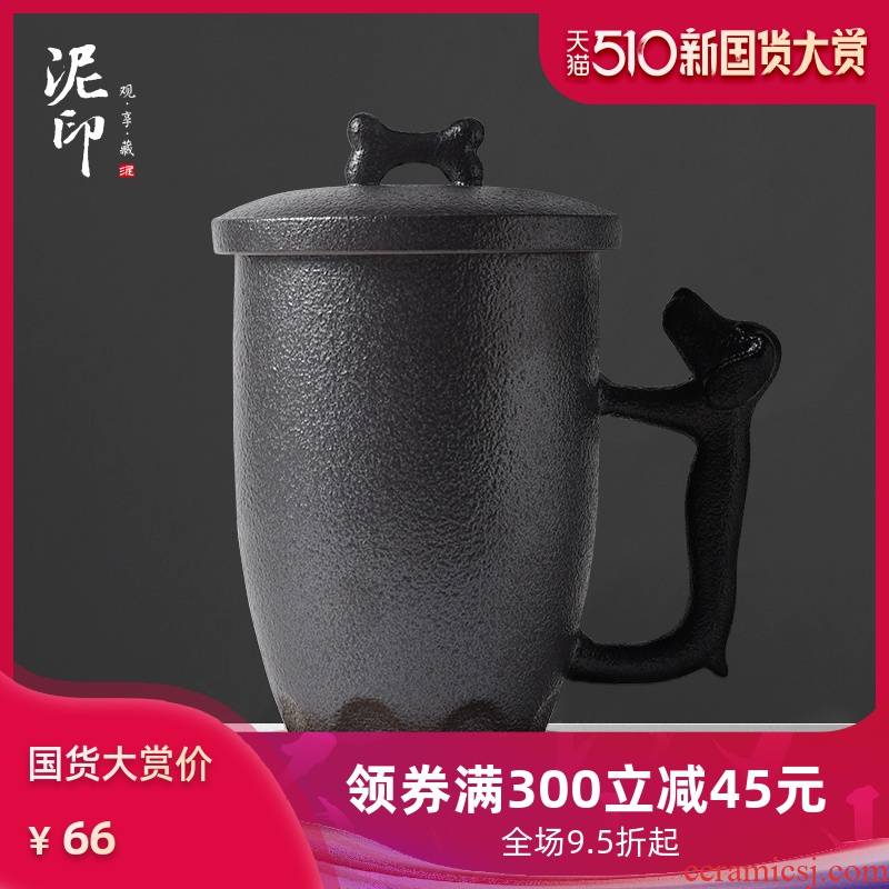Large capacity mugs ceramic filter with cover home office tea cups separation custom glass tea cup