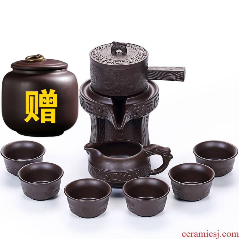 Ya xin purple sand tea set household contracted semi automatic stone mill lazy kung fu tea caddy fixings teapot