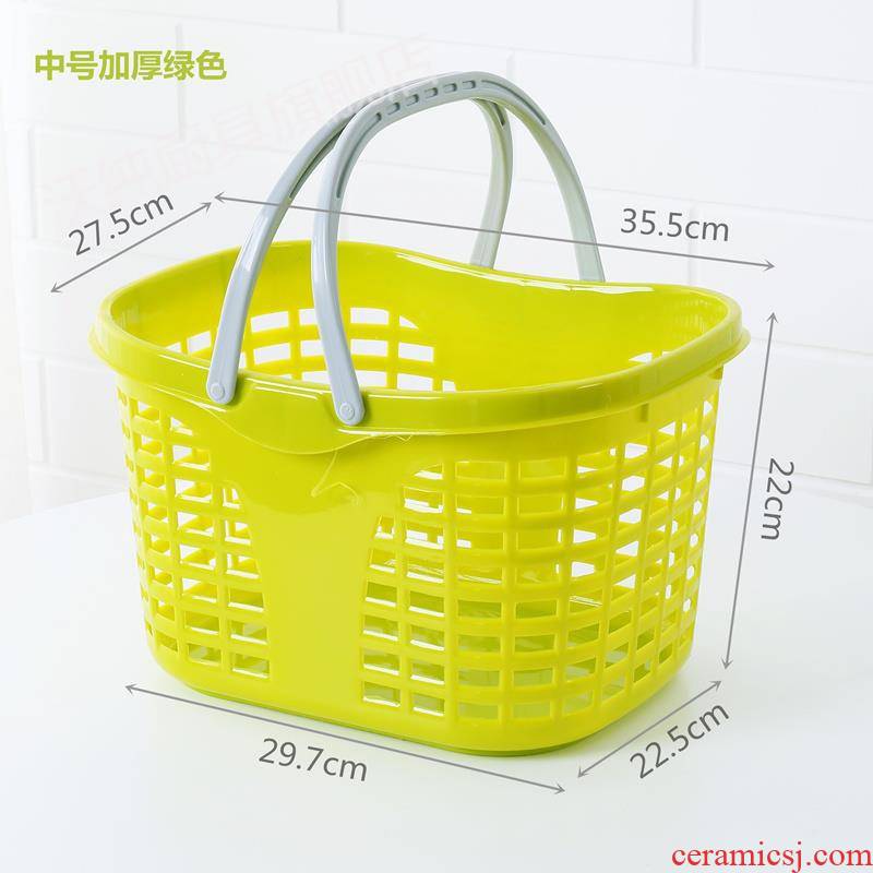 Carry basket plastic xiancai basins portable multilayer multi - function bathing fruit basket household rectangle tea table in the kitchen