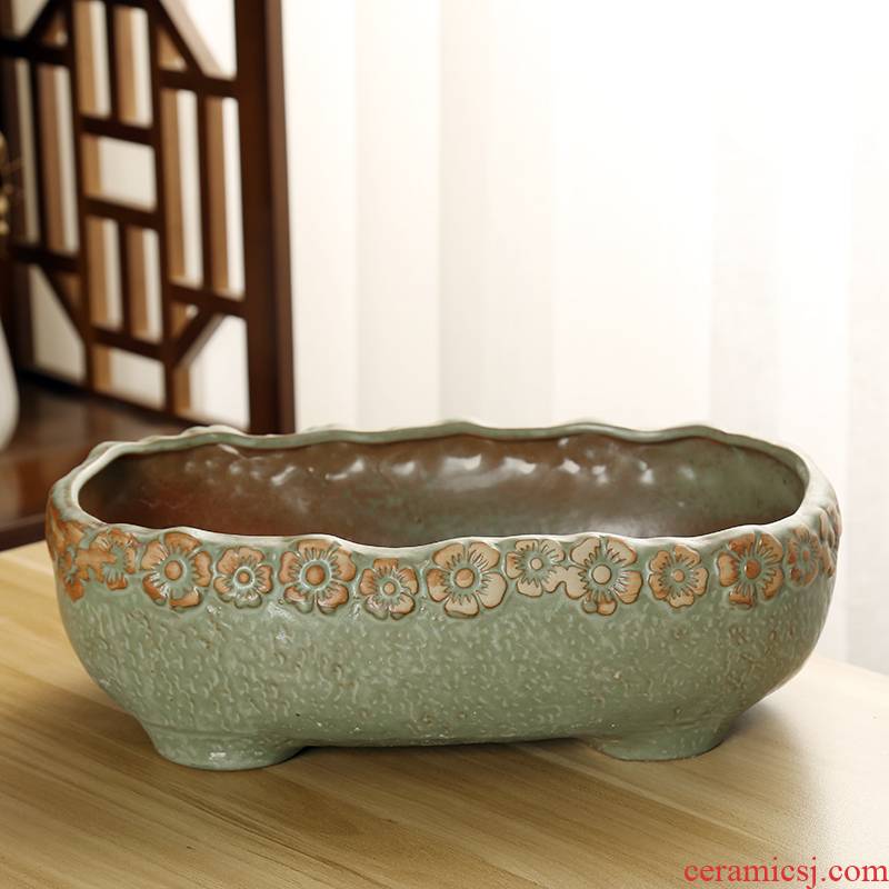 Period of large diameter fleshy flowerpot coarse pottery breathable combination flesh POTS of super - sized platter creative move