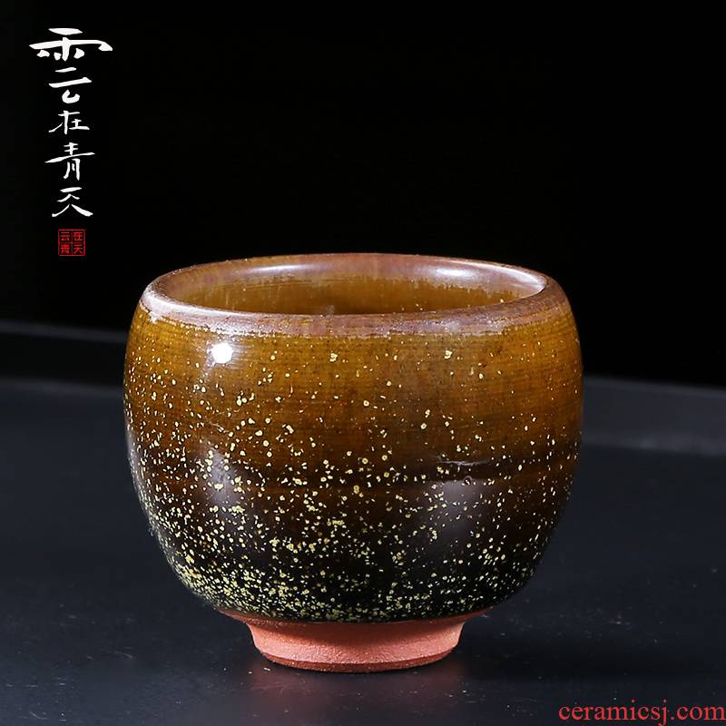 Gold oil droplets built one masters cup ceramic cups kung fu tea set sample tea cup bowl trumpet tea light red glaze
