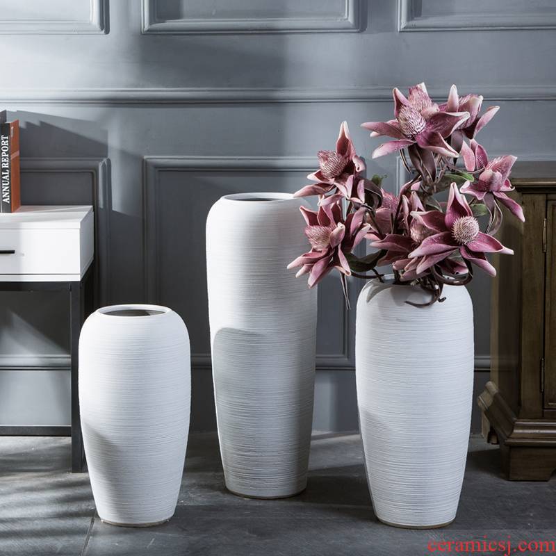 I and contracted white ceramic vase continental sitting room dried flowers, Nordic household adornment flower arranging hotel furnishing articles