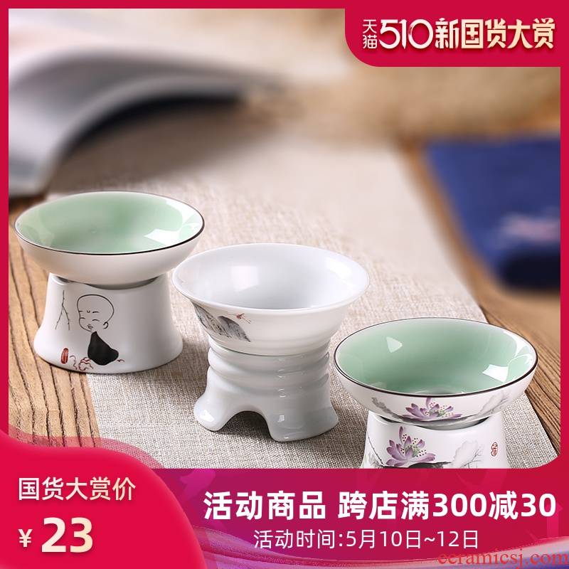 Inferior smooth white porcelain ceramic) filter kung fu tea set, the young monk tea strainer tea strainer single tea accessories