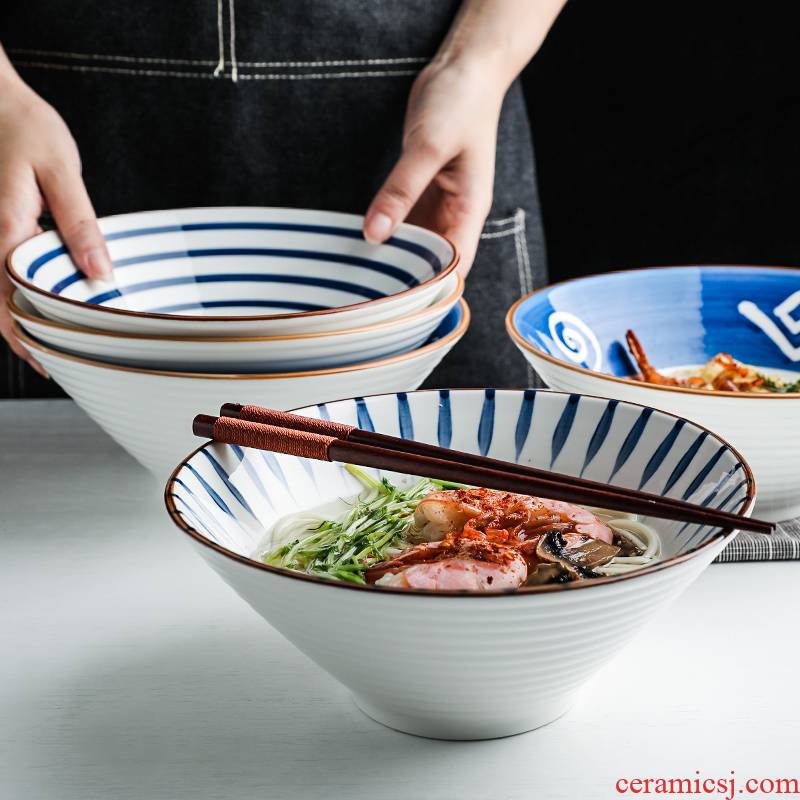 Shed in Japanese largest beef noodles in soup bowl of household ceramics rainbow such use pasta noodles rainbow such to use retro fruit salad bowl