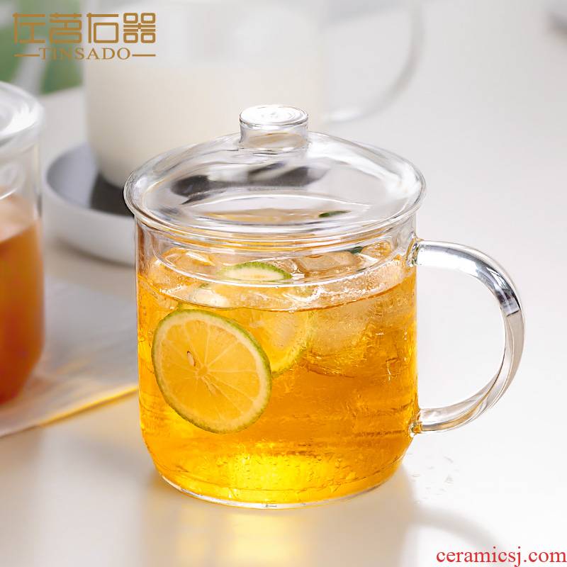 ZuoMing right implement large capacity with cover glass cup water cup home take more hot breakfast cup of milk