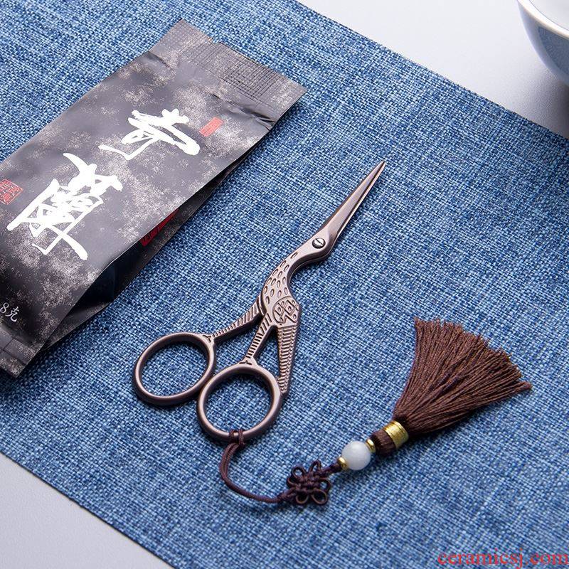 The Small scissors, household Small beautiful tea bag retro delicate European standard crane tea tea accessories Japanese