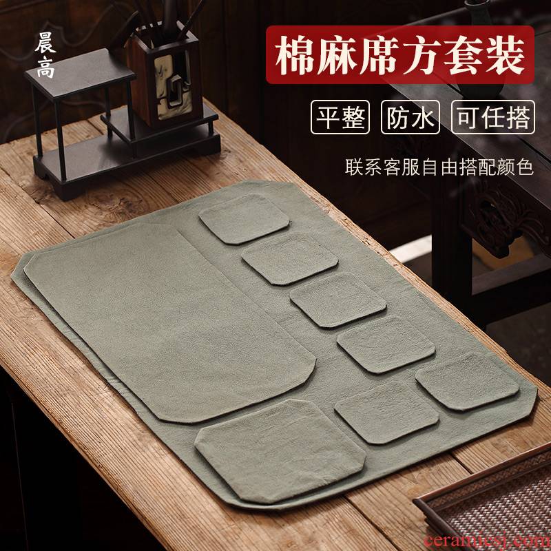 Morning high Chinese zen cup mat cotton and linen tea table as pad dry tea mat of a complete set of suit the teapot