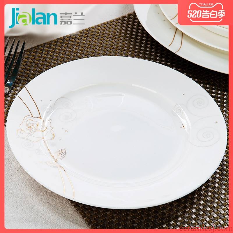 Garland 8 inch Chinese platter flat ipads porcelain dish plate western food steak plate of tangshan ceramic creative household utensils