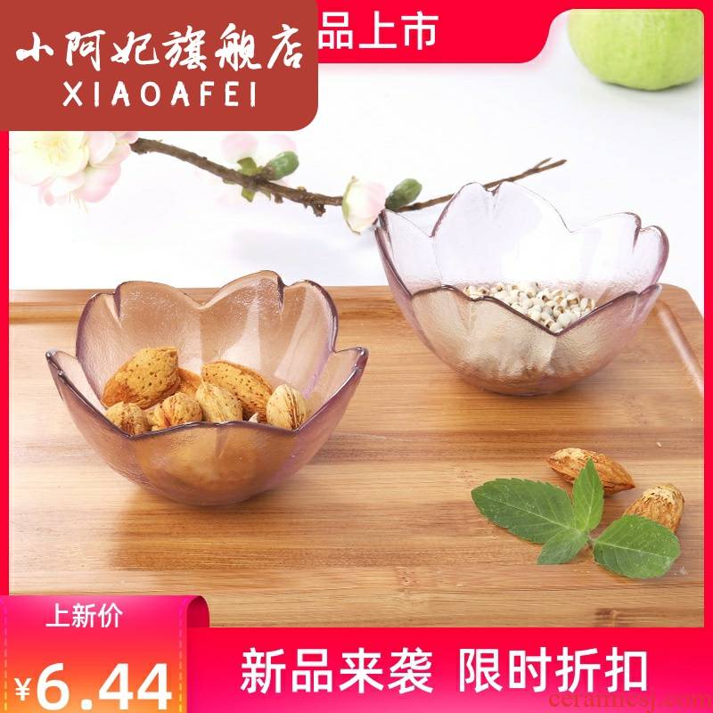 Japanese cherry blossom put dip small bowl glass bowl home plate vinegar sauce dish fruit bowl express it in transparent creative dishes