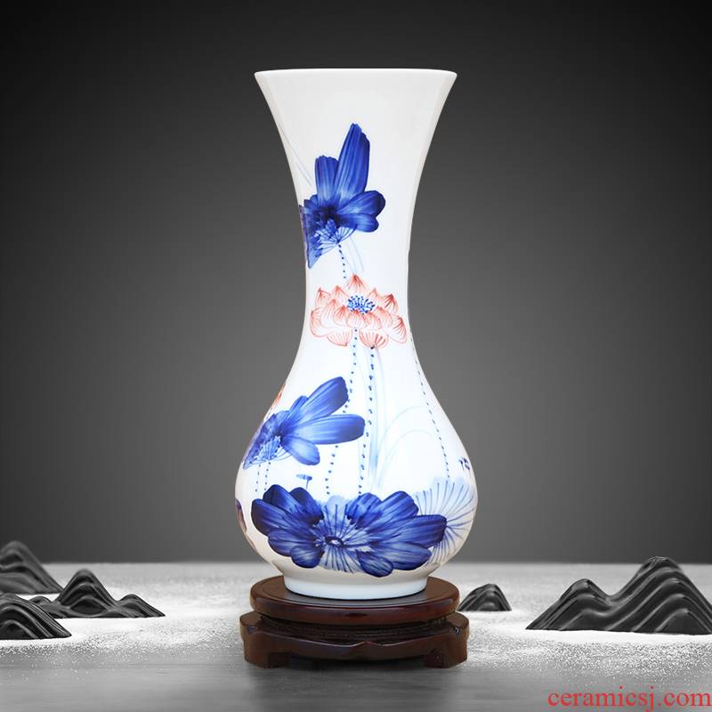 Jingdezhen ceramics hand - made bucket color blue and white porcelain vases, furnishing articles living room flower decorations arts and crafts