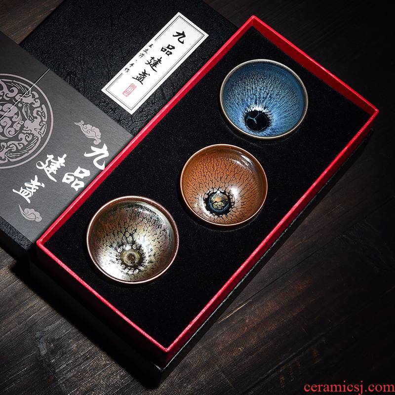 Tao blessing by manual build light three cup gift boxes of household gifts silver hao zijin partridge tea cups