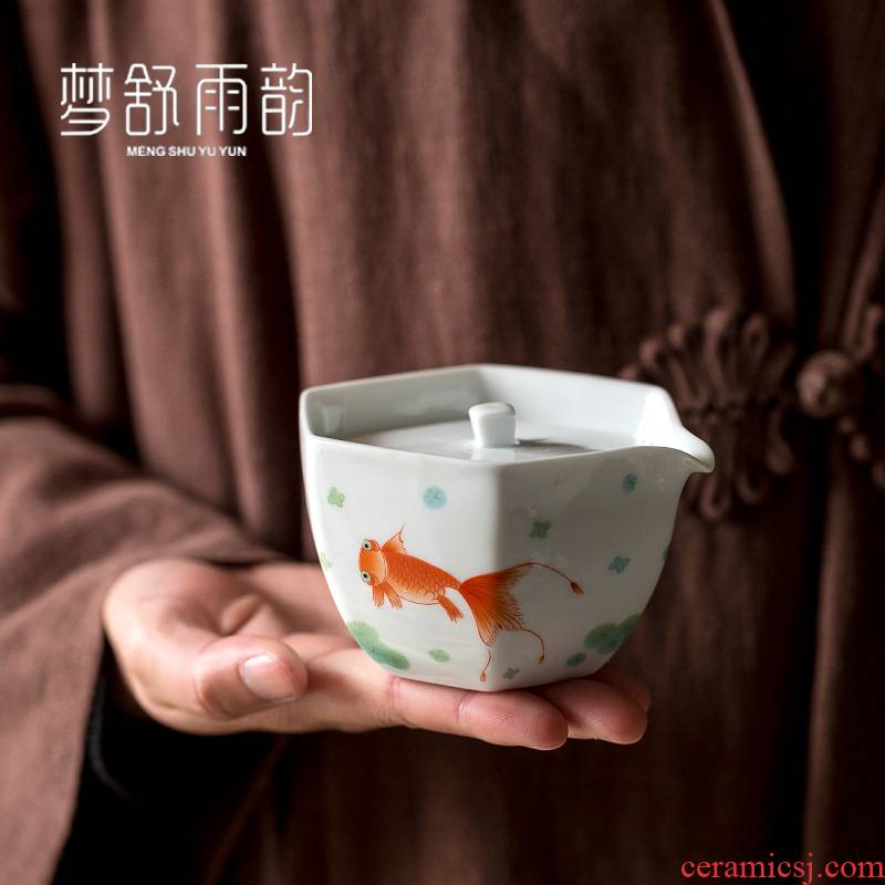 Dream ShuYu rhyme three only white porcelain tea tureen ceramic cups single kung fu tea set against the very hot household size