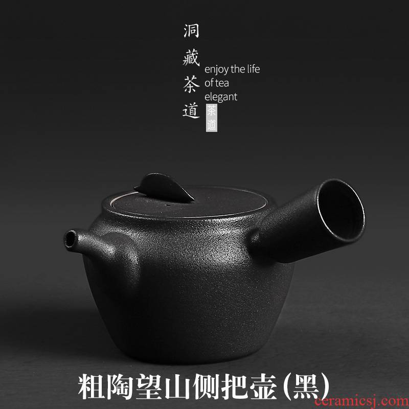 In building thick black pottery teapot tea single pot of creative zen teapot kung fu tea set ceramic filtration pot