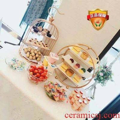 Dessert table furnishing articles buffet tea table table tray to pass reveal frame, wrought iron cage afternoon tea cake aircraft heart