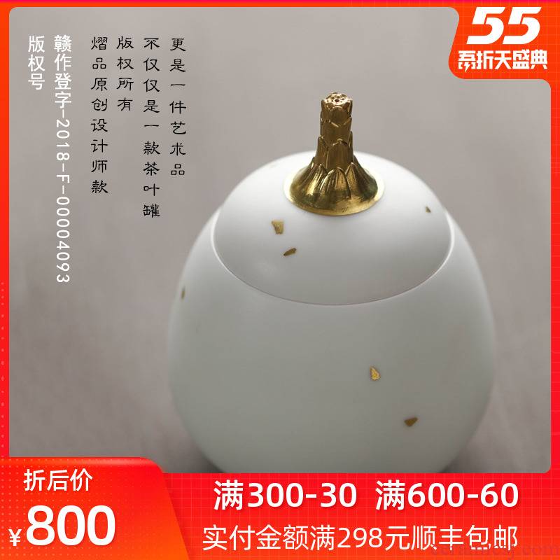 Bright product white porcelain tea pot jingdezhen ceramic seal pot kung fu large checking tea storage tank is moistureproof as cans