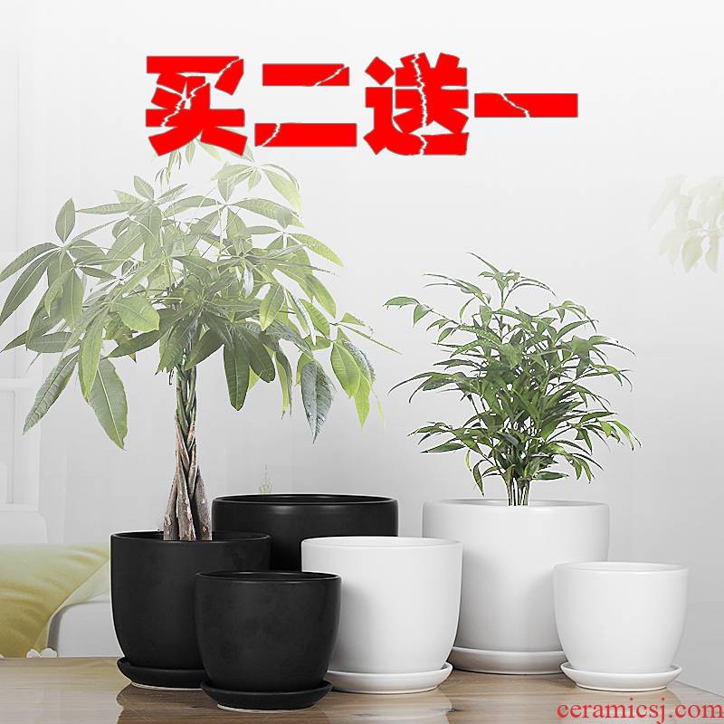 European contracted flowerpot ceramic super - large size suit white household pot tray was special offer other clearance package mail