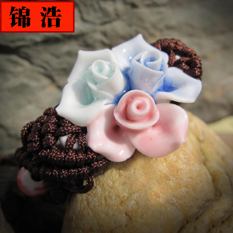 Jin hao ceramic bracelet features A national wind bracelet hand into three color rose A batch of ceramic flower