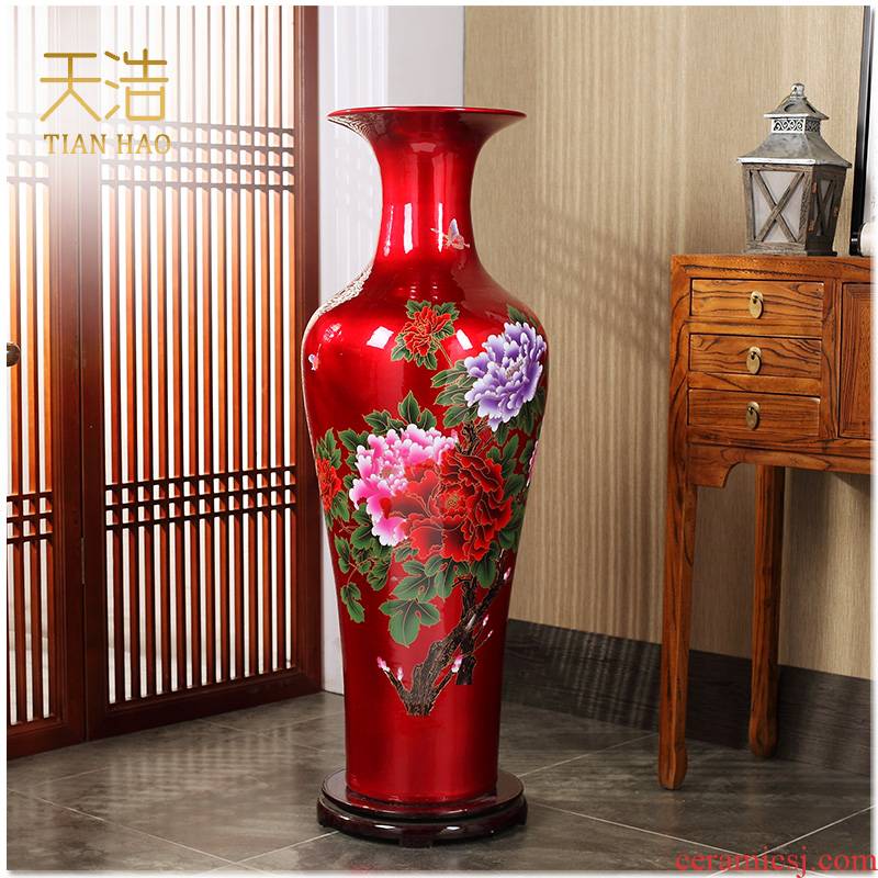 Jingdezhen ceramics of large vase peony modern home sitting room adornment is placed hotel opening gifts