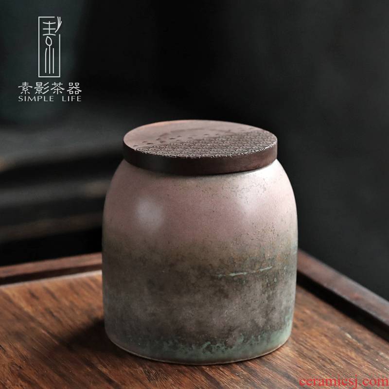 Plain film caddy fixings ceramic seal moisture retro mini household zen pu - erh tea storehouse storage tanks ebony cover