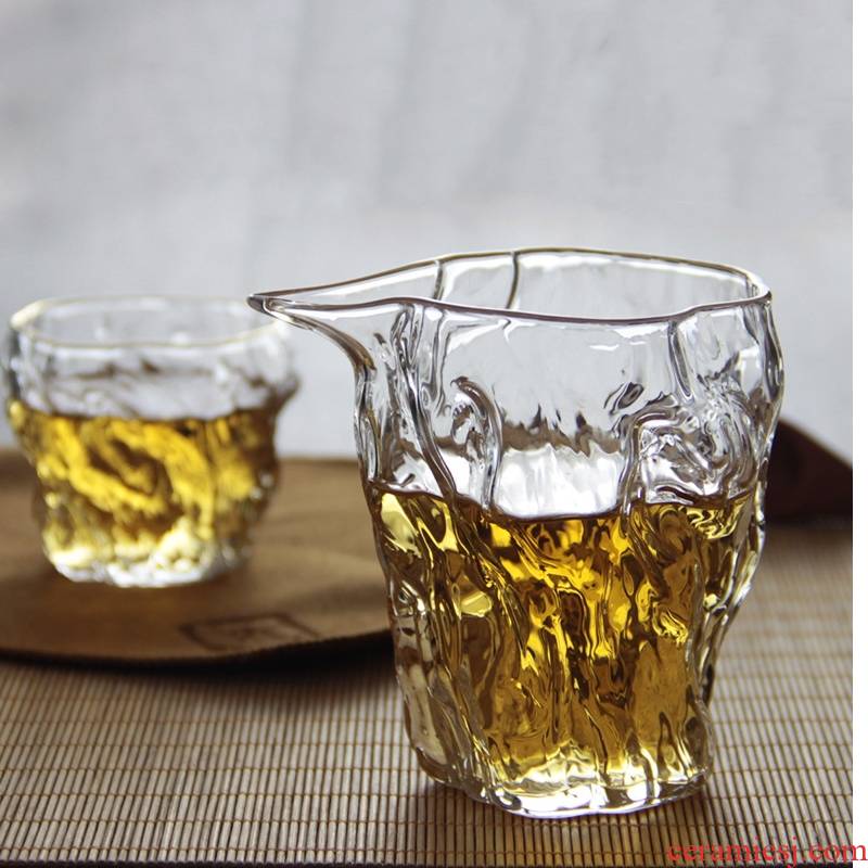 Royal pure glass tea set Japanese cup side wood put walnuts in glass hammer fair keller