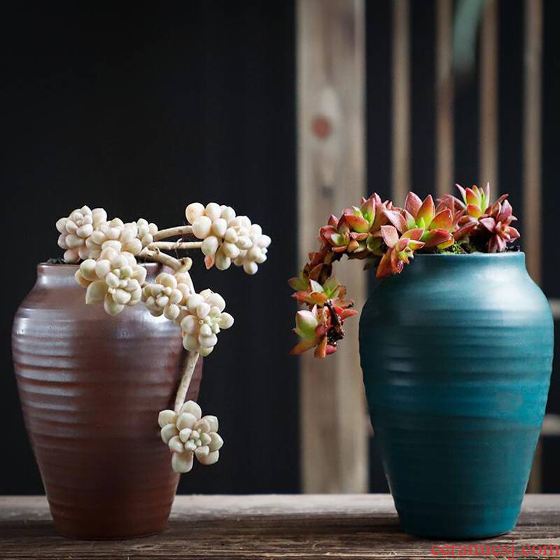 Fleshy flowerpot ceramic package mail special offer a clearance coarse pottery breathable retro creative large old running the flesh POTS of the plants