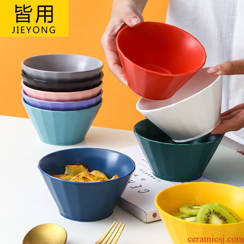 High level appearance rice bowls ceramic household character rainbow such as bowl, lovely porringer creative fruit salad bowl bowl dessert bowls