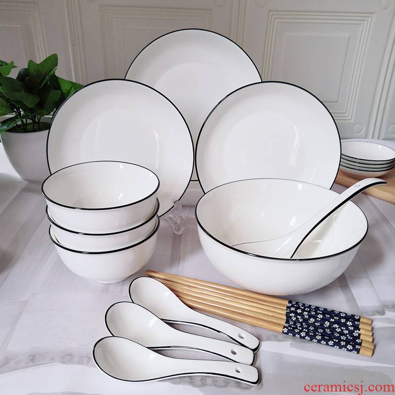 Northern dishes one household combination tableware dishes sets 4 ceramic bowl chopsticks 3 single dishes suit rainbow such use